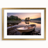 Abstract art print of Cumbria, England, in muted green and blue tones on a framed canvas.