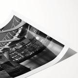 Extra large rolled print featuring line art flowers in monochrome, ideal for large living room wall art.