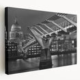 Large art of London scenery in muted gray tones on stretched canvas, ideal for kitchen wall art.