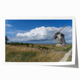 Extra large rolled print of a European scenic landscape with vibrant green and blue tones, ideal for dining room wall art.