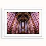 Textured art print of an abstract Paris scenery in muted gray and blue tones, framed with a white mat.