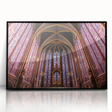 Large abstract wall art depicting a Parisian scene in muted gray and blue tones, framed in black acrylic.