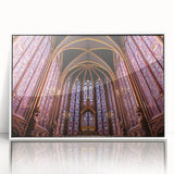 Mid-century modernist Paris skyline in muted gray tones on framed acrylic, suitable for modern art wall decor.