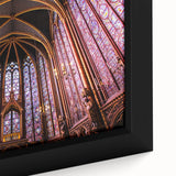 Extra large framed canvas of a textured Paris street scene in black with colorful accents, ideal for living room decor.