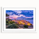Textured art print depicting an abstract Provence landscape in muted earth tones, framed with a white mat.