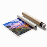 Extra large rolled print of Provence scenery with vibrant floral elements, ideal for classy bathroom wall art.