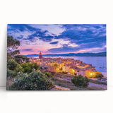 Black and white stretched canvas of a Provence, France scenery, ideal for kitchen wall art.