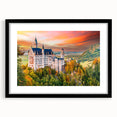 Colorful abstract art print of a European scenery in Bavaria, rendered in rich, textured colors on a large framed canvas.