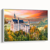 Vintage poster art of a Bavarian landscape, featuring colorful art on a large framed canvas, ideal for living room decor.