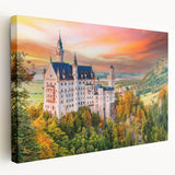 Large canvas print depicting a scenic Bavarian landscape, with muted green and blue tones, ideal for kitchen wall art.