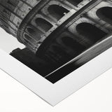 Art deco poster of Rome with muted earth tones on rolled canvas, suitable for dining room wall art.