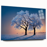 Large abstract wall art featuring a European landscape in muted earth tones on acrylic glass.