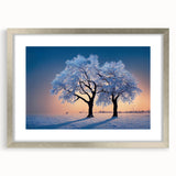 Extra large abstract art print of a textured European scenery in muted earth tones, framed in silver.