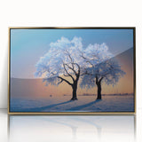 Art deco poster of European scenery in Latvia, featuring muted gold and green tones on a framed acrylic.