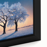 Extra large framed canvas of a textured European scenery, featuring black and colorful art elements.