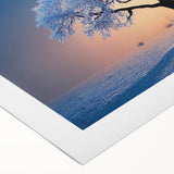 Art deco poster of a Latvian landscape, featuring soft pastel colors on a rolled canvas, ideal for dining room wall art.