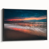 Black and white framed canvas featuring a vintage-style landscape painting of a European Lithuanian scene.