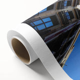 Art Deco poster of Barcelona skyline in pastel shades on rolled canvas, ideal for nursery wall art.