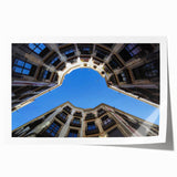 Extra large rolled print of Barcelona scenery with floral elements in muted earth tones, ideal for dining room wall art.