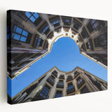 Large canvas print of a scenic Barcelona streetscape in soft pastel shades, suitable for kitchen wall art.