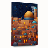 Large abstract acrylic print of a Middle Eastern scenery in muted earth tones, ideal for bedroom or dining room art.