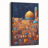Black and white landscape art painting of a Middle Eastern scenery on framed canvas, ideal for bedroom wall decor.