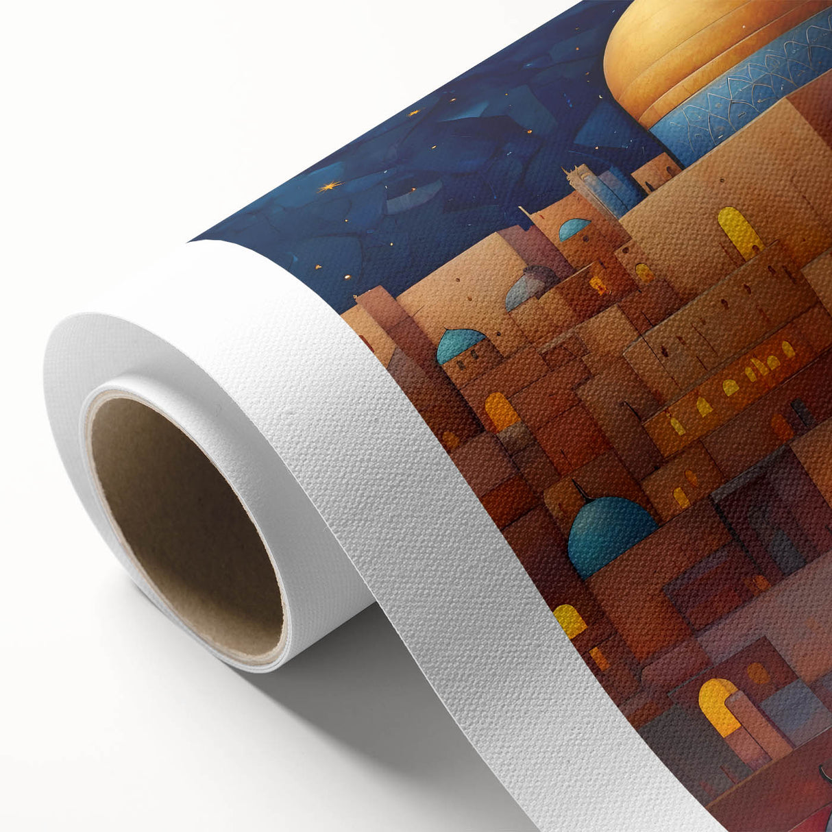 Art Deco-style poster of a Middle Eastern scenery on rolled canvas, ideal for nursery wall art.
