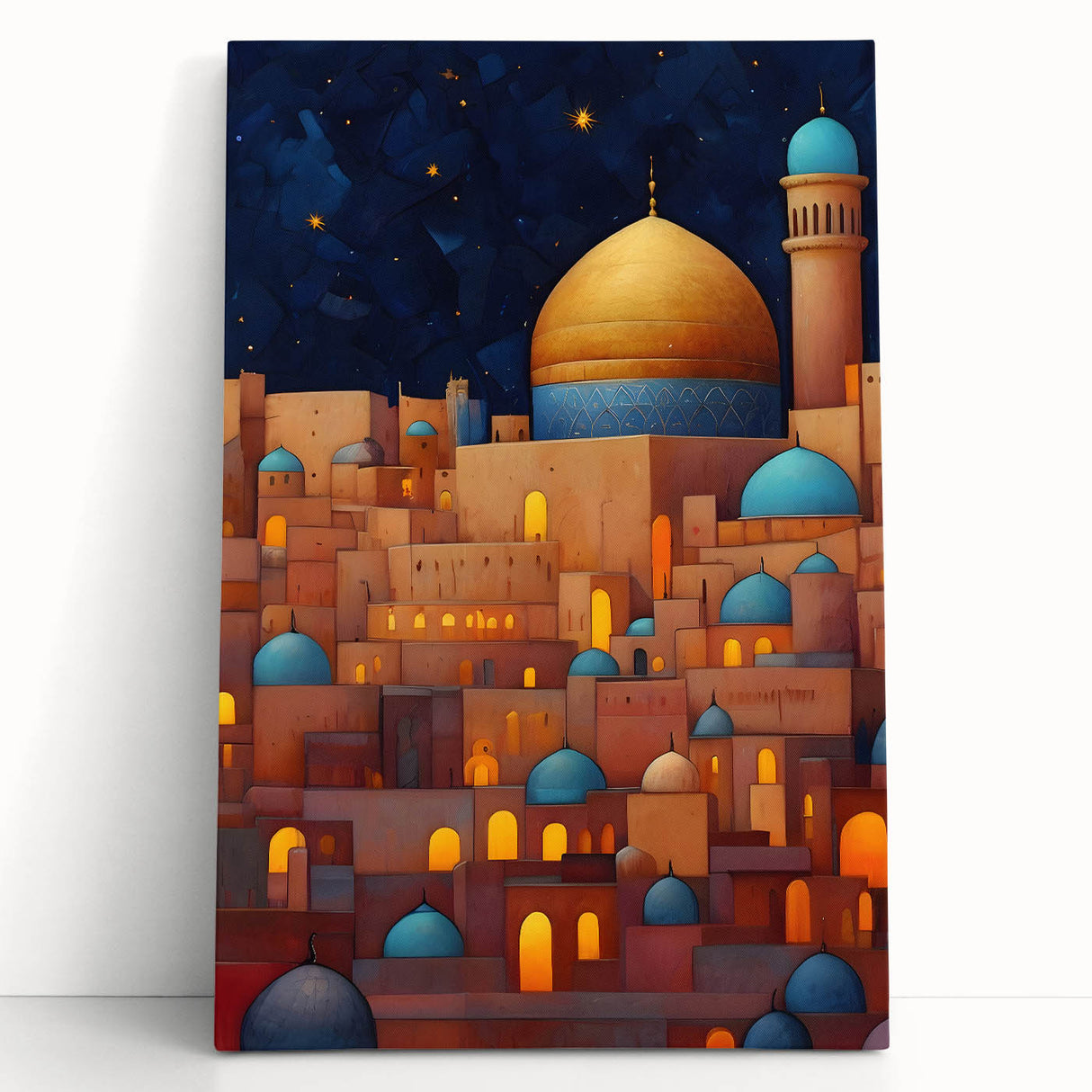 Black and white stretched canvas featuring a scenic Middle Eastern landscape, ideal for kitchen wall art or bedroom ambiance.