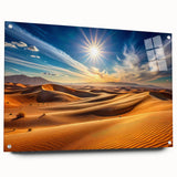 Large abstract wall art of Abu Dhabi skyline in muted blue tones on acrylic glass, ideal for dining room decor.