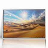 Art deco poster of Abu Dhabi skyline in muted gray and blue tones on framed acrylic, suitable for modern art wall decor.