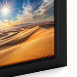 Extra large framed canvas of Abu Dhabi skyline in black with colorful textured highlights, ideal for living room decor.