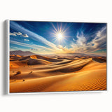 Vintage poster art of Abu Dhabi scenery on framed canvas, featuring black and colorful tones, ideal for living room decor.