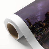 Art deco poster of Auckland skyline in pastel shades on rolled canvas, ideal for nursery wall art or dining room decor.