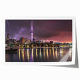 Extra large rolled print of Auckland, New Zealand scenery with vibrant green and blue tones, ideal for art wall dining room.