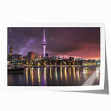 Extra large rolled print of Auckland, New Zealand scenery with vibrant green and blue tones, ideal for art wall dining room.