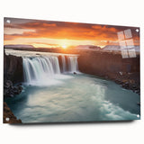 Acrylic print of a large abstract depiction of an Argentine landscape, in muted earth tones, ideal for dining room decor.