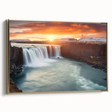 Framed canvas of a vintage-style landscape painting depicting an Argentinian scenery in muted earth tones.