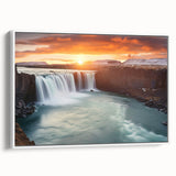 Vintage poster art of an Argentine landscape in vibrant colors on a large framed canvas, ideal for living room decor.