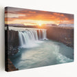 Side view of a stretched canvas featuring an Argentine landscape with muted green and earth tones.