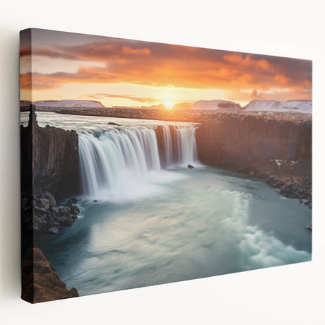 Side view of a stretched canvas featuring an Argentine landscape with muted green and earth tones.