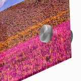 Large abstract wall art depicting South American scenery in muted earth tones on acrylic glass.