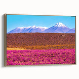 Framed canvas featuring a vintage-style landscape painting of Bolivia in muted gold and black tones.