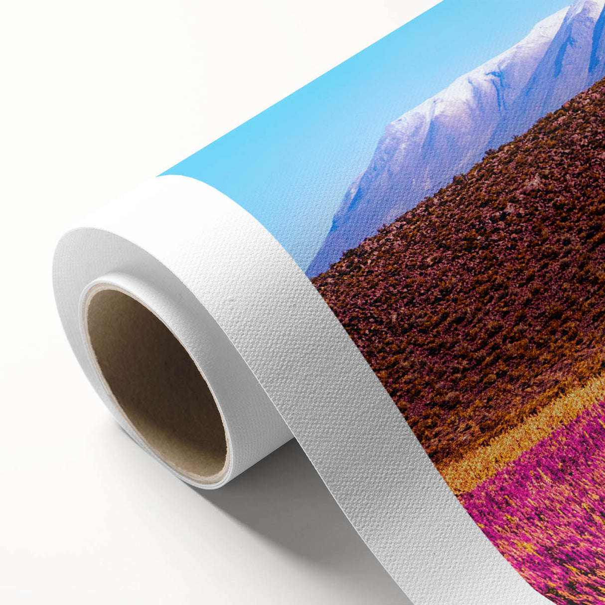 Art deco poster of a Bolivian landscape in pastel colors on rolled canvas, ideal for nursery wall art.