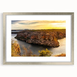 Textured abstract art print depicting a vibrant, colorful Brazilian landscape on a silver-framed mat.