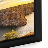 Framed canvas featuring a textured depiction of a Brazilian landscape in vibrant, colorful art tones.
