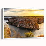 Vintage poster art of a Brazilian landscape on framed canvas, featuring vibrant colors, ideal for living room decor.