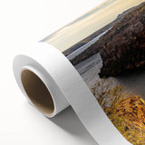 Art deco poster of a Brazilian landscape in soft pastel tones on rolled canvas, ideal for nursery wall art.