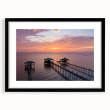 Extra large abstract art print of colorful, textured scenery, in a black frame with mat, ideal for living room decor.