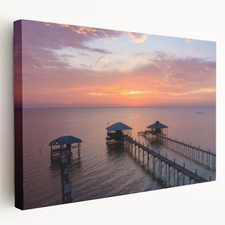 Large art depicting an Alabama landscape in muted green and blue tones on stretched canvas, ideal for kitchen wall art.