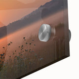 Large abstract wall art depicting Connecticut scenery in mid-century modernist style on acrylic glass.